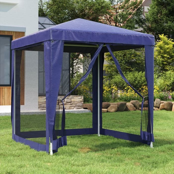 En solde Tente de fête moderne - BURKE - Tente RéCeption JARDIN - avec 4 parois latérales - en maille Bleu 2x2 m PEHD J5803