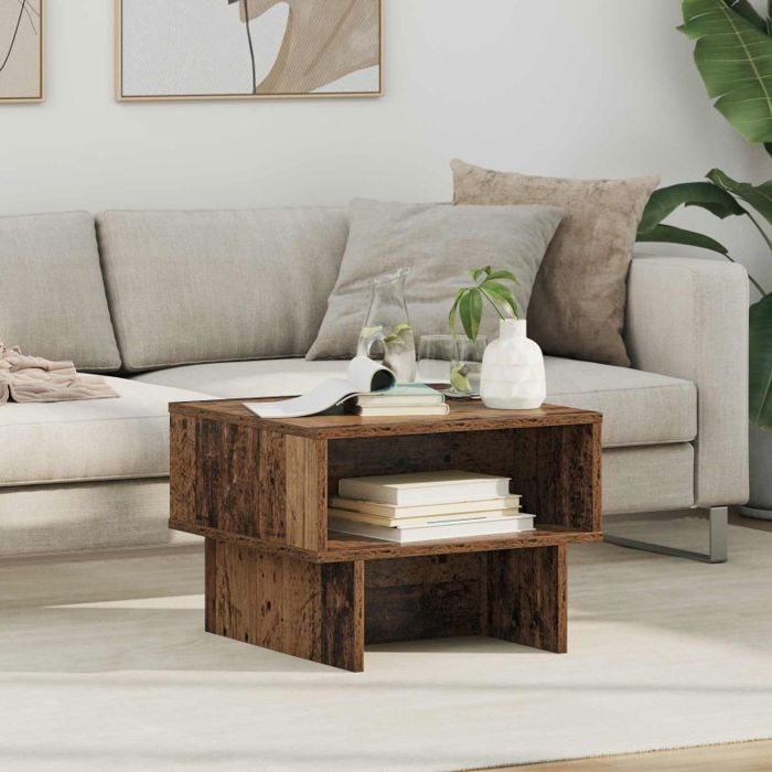 VIDAXL Table basse rectangulaire en bois dingénierie 48x46x35 cm Marron étagères intégrées