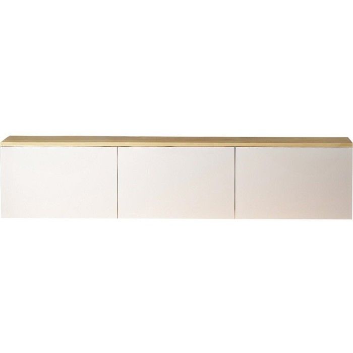 Meuble TV LED suspendu 3 portes blanc & effet Chêne 160 cm - Eira Meuble TV LED suspendu 3 portes blanc & effet Chêne 160 cm - Eira