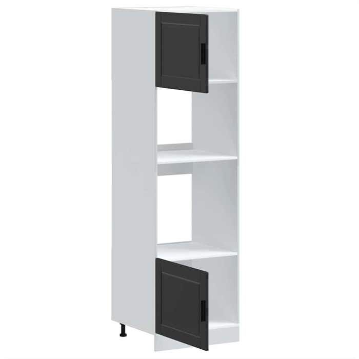 Maison SoldesArmoire Bas（Cabinet/Armoire Placard）- Armoires de four/Colonne micro-ondes 2 pcs Porto noir bois dingénierie Moderne