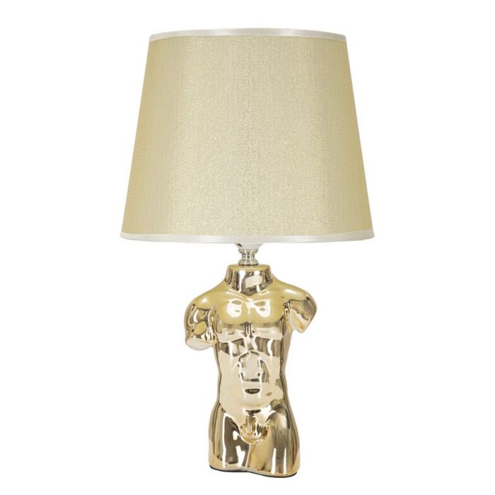 Lampe de chevet Glam Man en céramique dorée avec base torse masculin - Réf. VK8681847403586