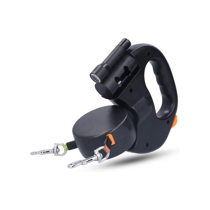 Laisse Double pour 2 ChiensLaisse Chien Enrouleur pour Chien Jusquà 25kg/55 lbRuban en Nylon Solide Extensible à  avec