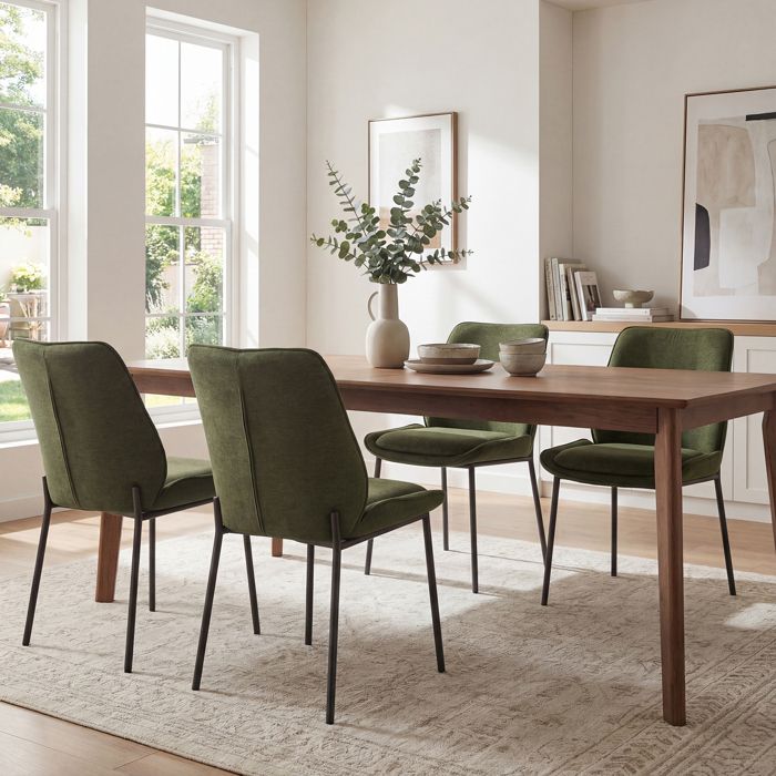 chairus Lot de 4 Chaises de Salle à Manger en Chenille Chaise de Cuisine avec Pieds en Métal Chaise Tapissée pour Salon Vert
