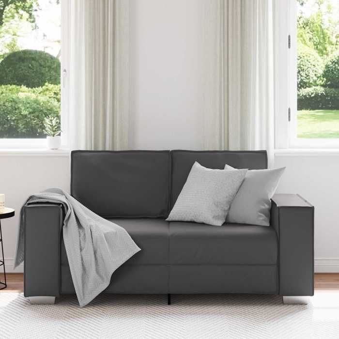 （Gris）Siège de Salon - Canapé deux places Gris 160 cm Simili cuir - Sofa-canapé hfs82329
