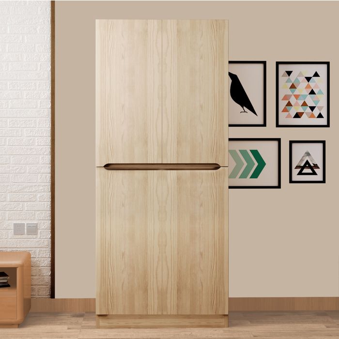 Armoire 70 × 40 × 170 cm en bois naturel à double porte avec compartiments