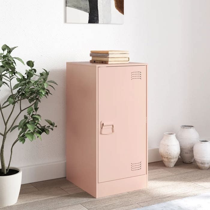 (15206)Commode - contemporain - Buffet rangement - rose 34 5x39x73 cm acier poid:12.34 kg