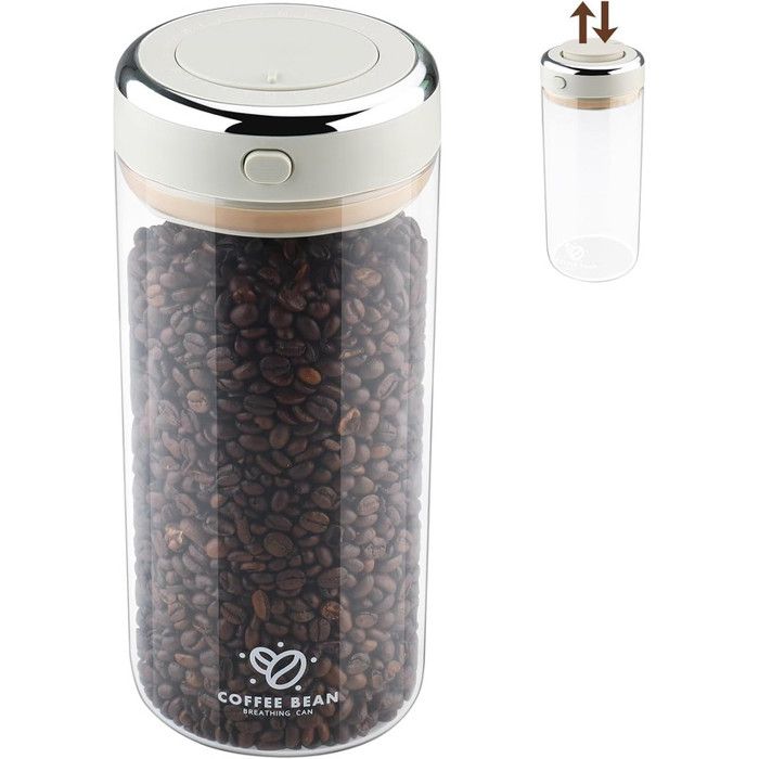Boîte à Café HermétiqueTransparent Bocaux en Verre avec Couvercles pour café grainsCéréalesThé farineNoix (1100ml)
