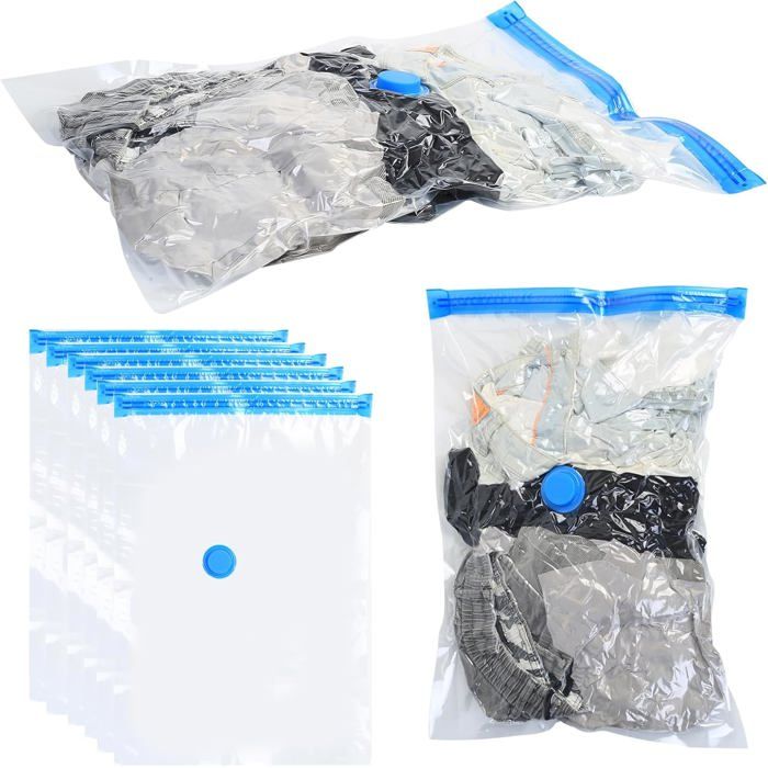 Sacs sous vide  - Lot de 8 - 60 x 40 cm - Petits sacs de compression pour vêtements valises et couettes