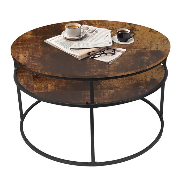 Table Basse Relevable Ronde Table basse ronde relevable de style industriel, QUIIENCLEE, cadre ...