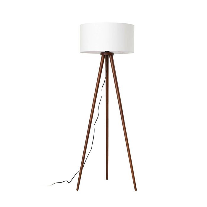 Lindby Lampadaire Tissu Charlia (Scandinave) en Marron Textile e. a. pour Salon & Salle à manger (1 lampe à E27) Sur Pied Lampe a