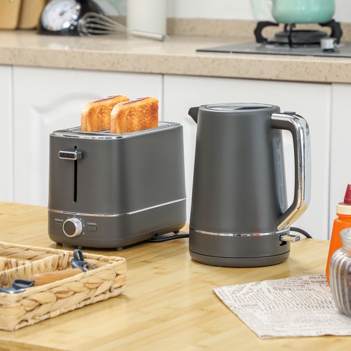 Set bouilloire 17 L et grille-pain gris avec 6 niveaux de brunissage