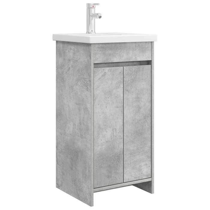 Meuble vasque - Meuble de salle de bain avec évier - vidaXL - bois dingénierie - gris béton - 42 x 40 x 845 cm - 1 étagère 7540249