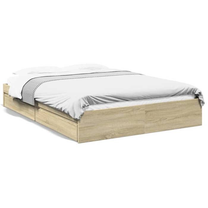 Luxe&Mode Structure de lit avec tiroirs sans matelas chêne sonoma 160x200 cm 2 ans garantie LV8269
