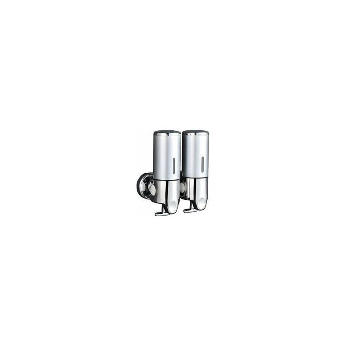 Double distributeur de savon mural Shampoing revitalisant pour gel douche Lotion savon pour salle de bain ou cuisine Argenté