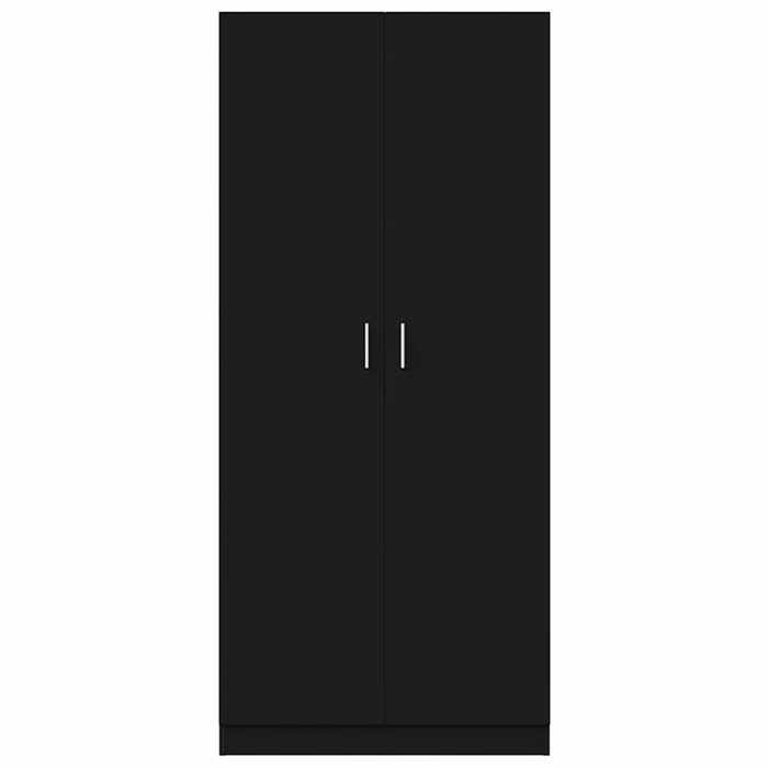 CHIC Garde-robe Noir 80 x 52 x 180 cm en bois dingénierie avec 2 portes et style minimaliste pour Chambre et Dressing &mxm79i