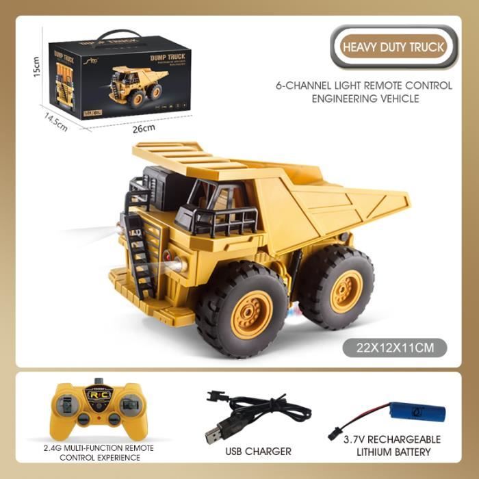 Camion-benne Télécommandé Chantier Avec 2 Batteries - Benne Métallique, Lumières, Sons, Pour Enfants 3-8 Ans Camion 2 Batteries Rechargeables Camion-benne Télécommandé Chantier Avec 2 Batteries - Benne Métallique, Lumières, Sons, Pour Enfants 3-8 Ans Camion 2 Batteries Rechargeables