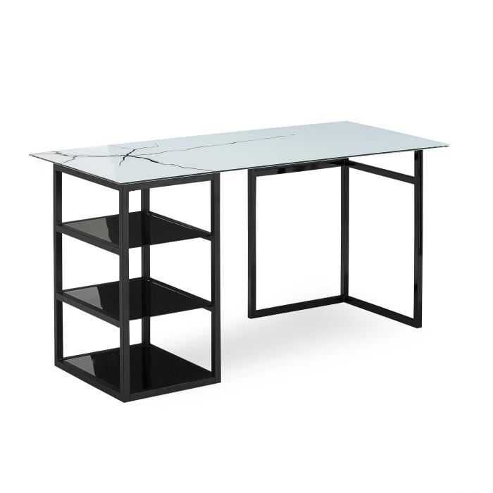 Kikrac Bureau En Verre L150cm Motif Brisure Avec Etageres Noires Noir Achat Vente Etagere Murale Kikrac Bureau En Verre L150 Cdiscount