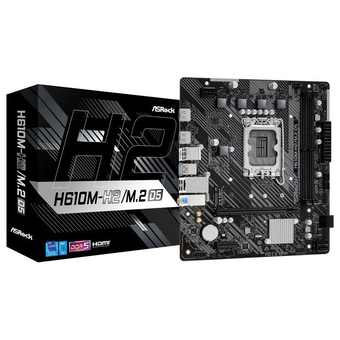 ASRock H610M-H2/M.2 D5 - Carte mère Micro ATX Socket 1700 Intel H610 Express - 2x DDR5 - M.2 PCIe 3.0 - USB 3.0 - PCI-Express 4.0 16