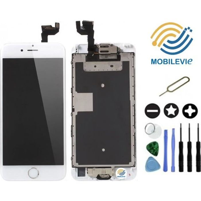 Écran Complet IPhone 6S Plus Noir 5.5" - Avec Outils, Caméra Frontale, Haut-Parleur Et Verre Trempé