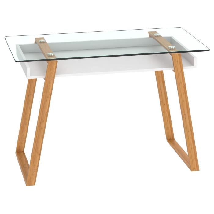 Bonvivo Table Bureau Scandinave Massimo Bureau En Verre Tendance Bureau Secretaire Bois Naturel Avec Etagere Blanche Achat Vente Ensemble Meubles De Salon Bonvivo Table Bureau Scandinav Cdiscount