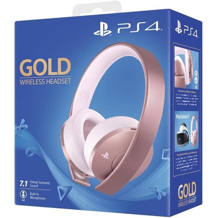 Casque-micro sans fil PS4 PlayStation Gold, Audio 3D, Édition Gold, Or rose  - Cdiscount Informatique