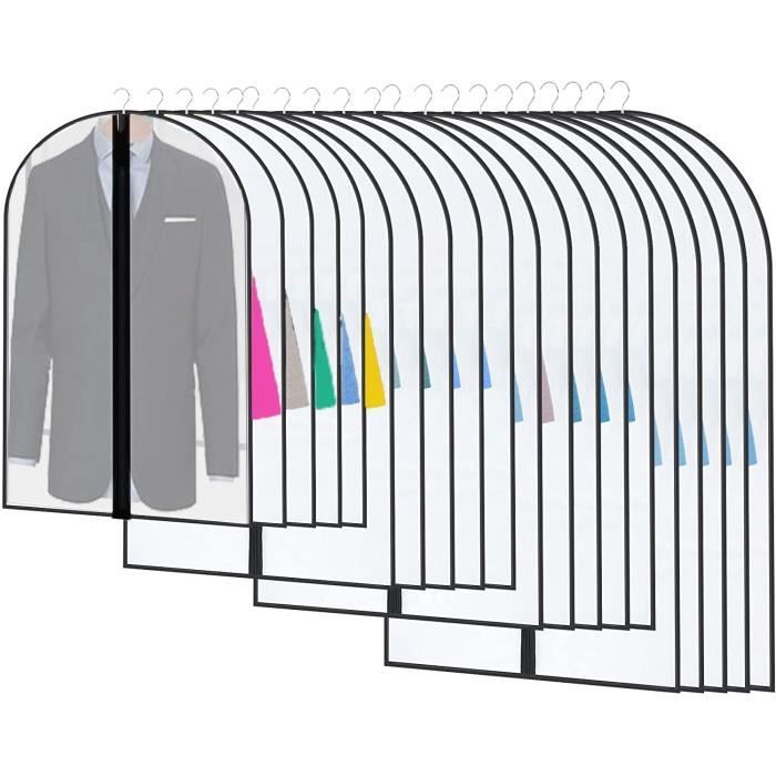 Housses Anti-poussière Pour Vêtements Suspendus - Lot De 5 En PEVA Translucide, 60x90 Cm, Avec Fermeture éclair Latérale
