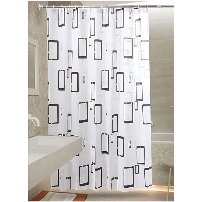 Rideau De Douche Texture Pierre/brique - Tissu Polyester Imperméable, 180x200 Cm, Avec Crochets, Sans Doublure