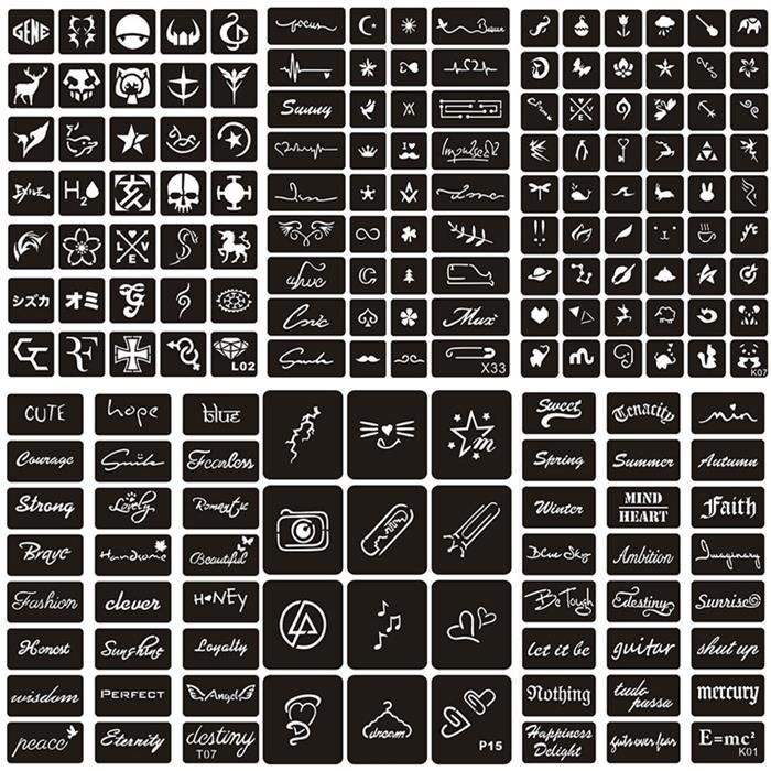 Lot De 50-400 Pochoirs Pour Tatouages Paillettes / Henné - Enfants Et Adultes - Dazzle Glitter Tattoos