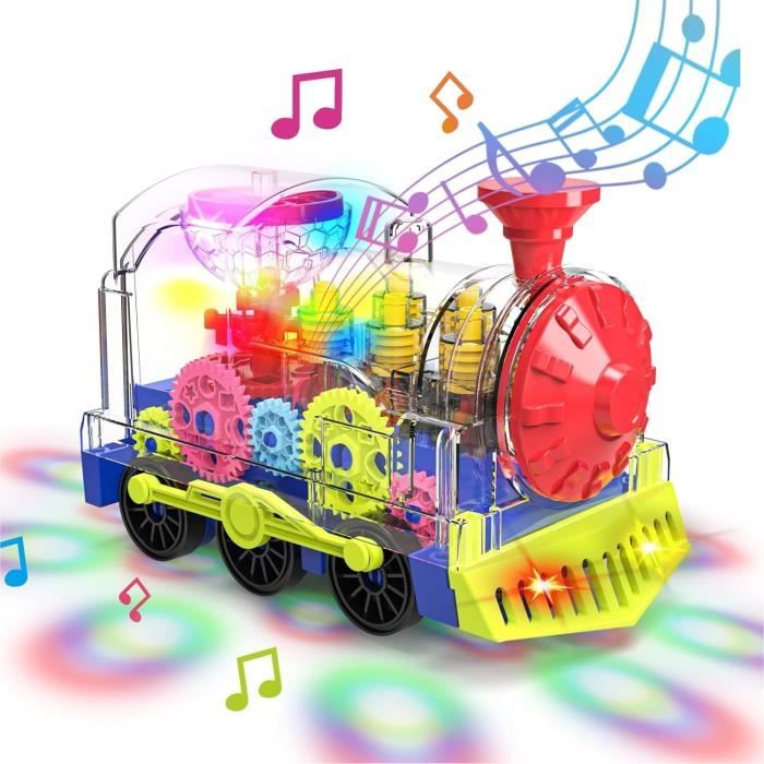 Jouet de Train Électrique Train Electrique Enfant Train Enfant Musical avec Lumière Colorée Rotative Aspect Transparent Jouet
