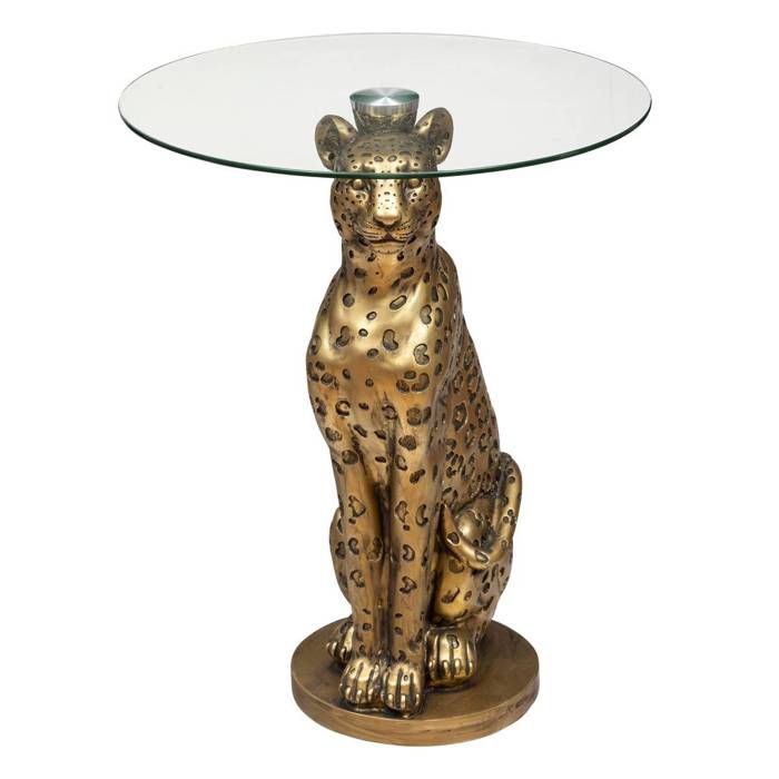 Guépard assis H: 100 cm doré en résine 60x30 cm 3520071686479