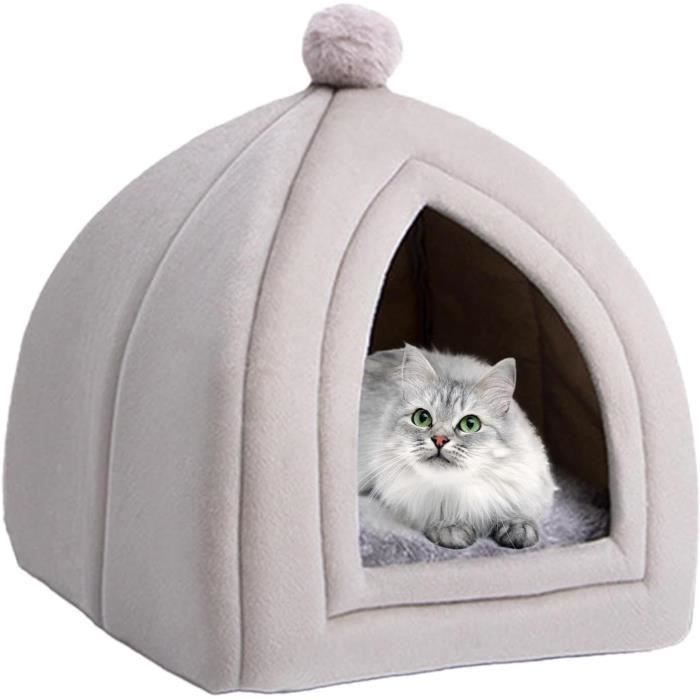 Grotte Pour Chat Intérieur - Panier Niche Respirant Et Lavable - Cabane Douillette Pour Chat - Abri Confortable (taille L) - 13