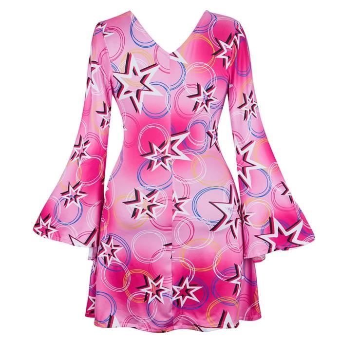 Combinaison Femme évasée Avec Ceinture - Style Années 70 - Manches Courtes, Encolure Contrastée - Taille S à XXL