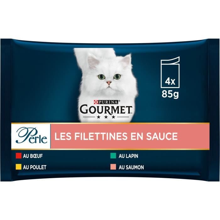Meilleurs prix pour Pâtée pour chat adulte - PURINA GOURMET - Perle Filettines en Sauce - Lot de 3 - 4 sachets de 85 g