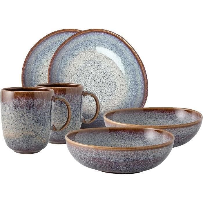 Vaisselle Grès 24 Pièces Service De Table 24 Pièces MIAMIO - Vaisselle Grès Pour 6 Personnes - Design Papillon Rouge MIAMIO 24 Pièces Grès Micro-ondes Lave-vaisselle