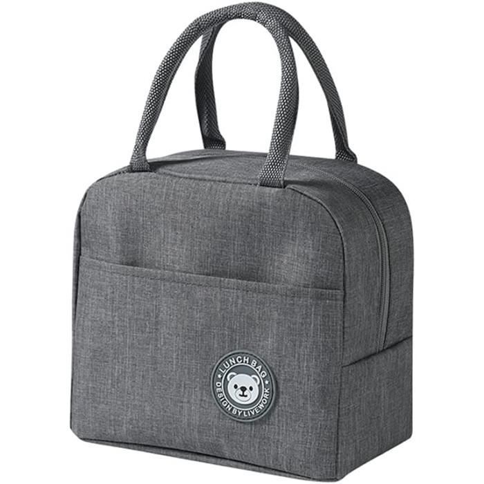 Sac Isotherme Repas Réutilisable - Noir - Dimensions 28x14x17 Cm - Tissu Oxford Imperméable - Pour Bureau, Pique-nique, Voyage