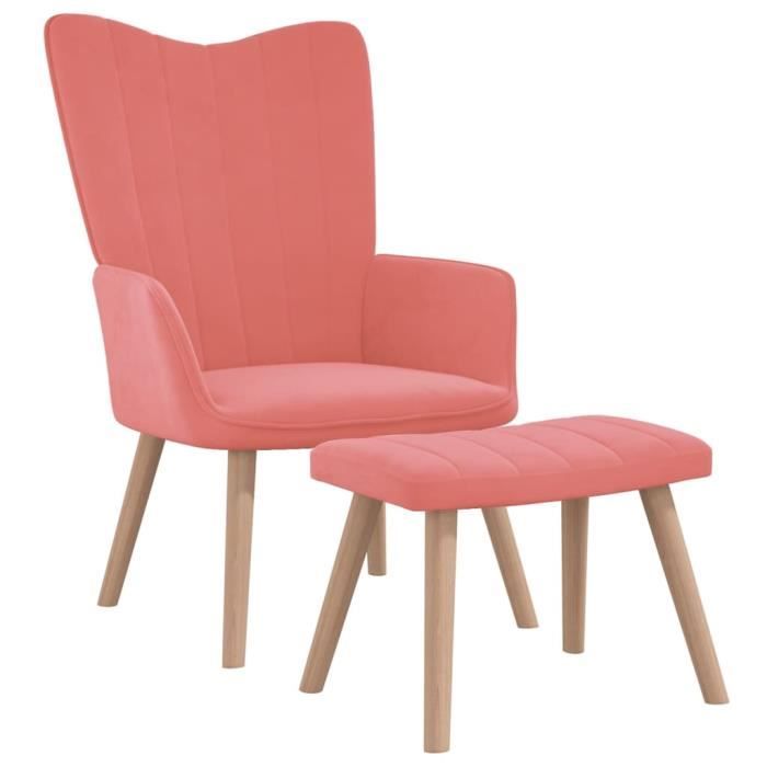 cuisine accueil chaises de bar - 61.5x69x95.5cm chaise de relaxation avec repose-pied rose velours