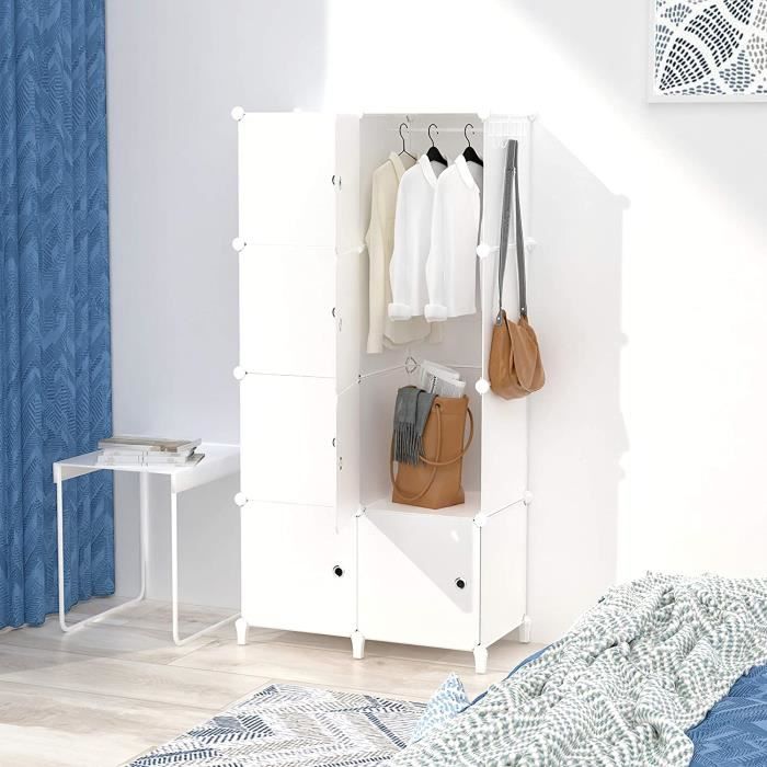 Armoire pour Vetement, DIY Armoire Plastique Chambre, Armoire Enfant Adultes, Assemblage Facile