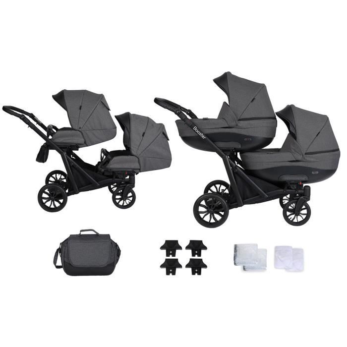 Poussette pour jumeaux Set Booster by SaintBaby Coal BO 03 3en1 avec siège  auto pour bébé