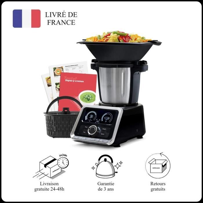 mellerware robot de cuisine tasty capacite 3 5 l minuteur 12 vitesses 200 recettes balance integree noir cdiscount electromenager