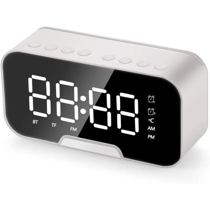 Réveil à LED sans fil numérique Bluetooth avec hautparleur MP3 Radio FM  Blanc [313] - Cdiscount Maison