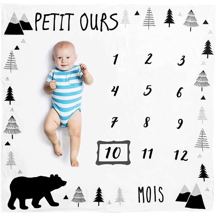 Couverture Etape Bebe Petit Ours En Francais Couverture Photo Mensuelle Tapis Mois Bebe Cadeau Naissance Garcon Cadeau Personn Cdiscount Puericulture Eveil Bebe