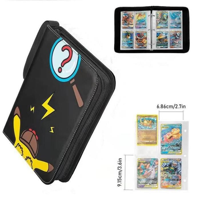 Classeur de cartes Pokémon avec fermeture éclair, porte-album, collection  de cartes, sac de rangement en