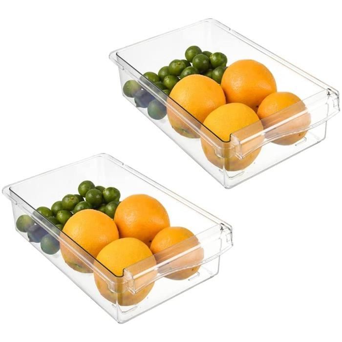 2 Paniers Rangement Extensibles Plastique Crème - Organiseurs Tiroir Cuisine Placard 28-48cm