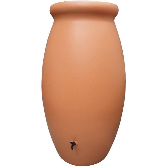 Récupérateur deau JARRE TOSCAN - Plastique - Couleur terre cuite - Ø99 x 176 cm - 1000L - BELLI
