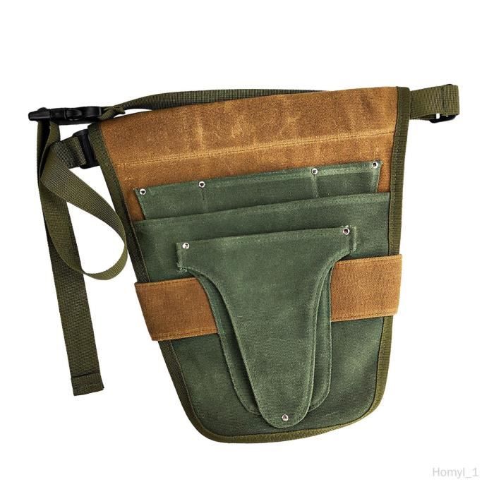Ceinture à Outils De Jardin - Sac Organisateur Toile Résistante - 4 Poches Amovibles - Lavable - Vert
