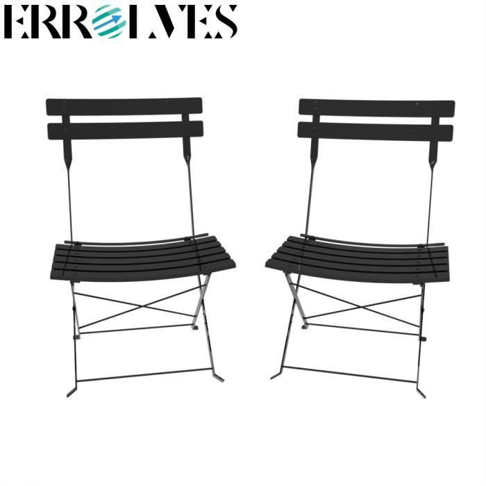 Lot de 2 chaises pliantes-noir - ERROLVES - Extérieur - Métal - Contemporain - 2 ans de garantie