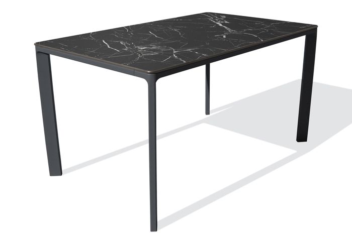table de jardin rectangulaire meet - ezpeleta - marbre noir - 6 personnes - rectangulaire - meuble de jardin