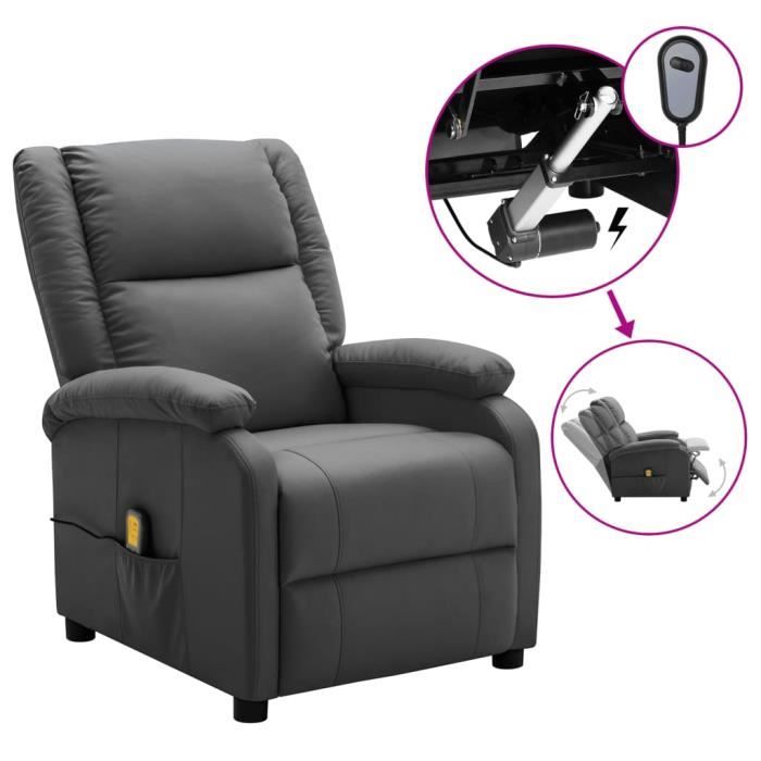famirosa fauteuil inclinable électrique de massage anthracite similicuir-715