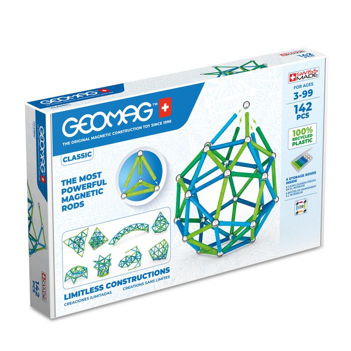 geomag - jeux de construction magnétique pour enfants - collection green classic 142 pièces