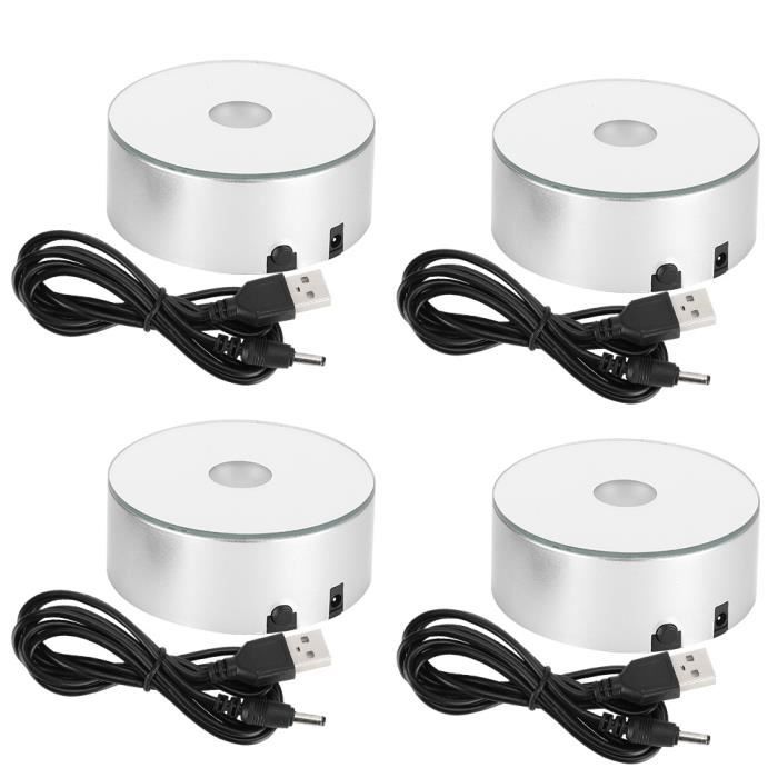 Lot De 2 Bases Lumineuses LED En Bois Pour Cristal, Verre Et Résine - Support D'Exposition Avec USB